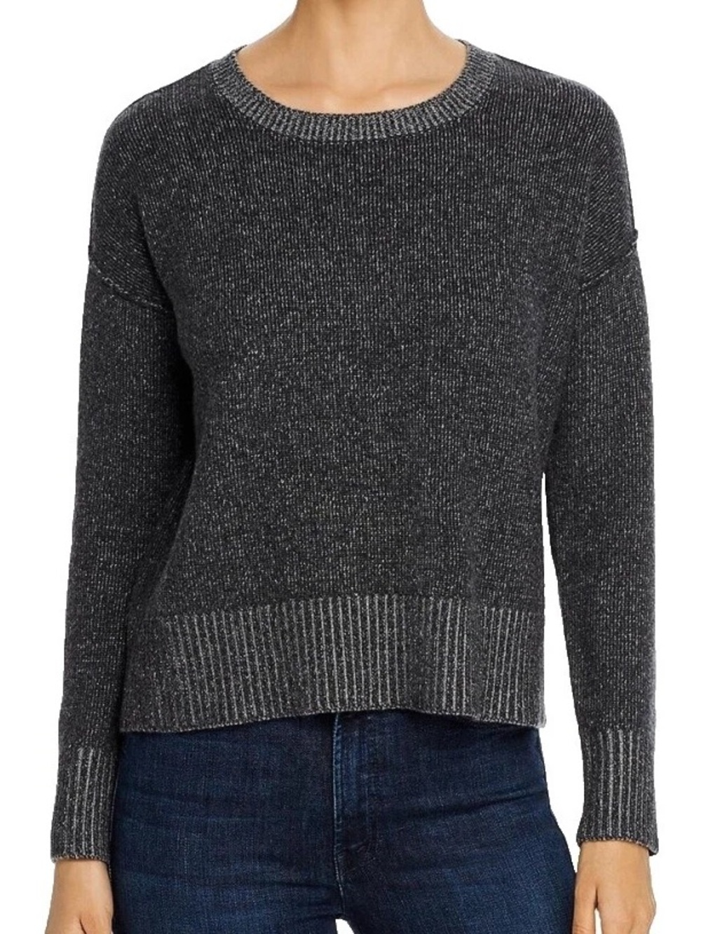 Eileen Fisher Cashmere Wool Blend Crewneck Sweater Charcoal Gray XS Pullover